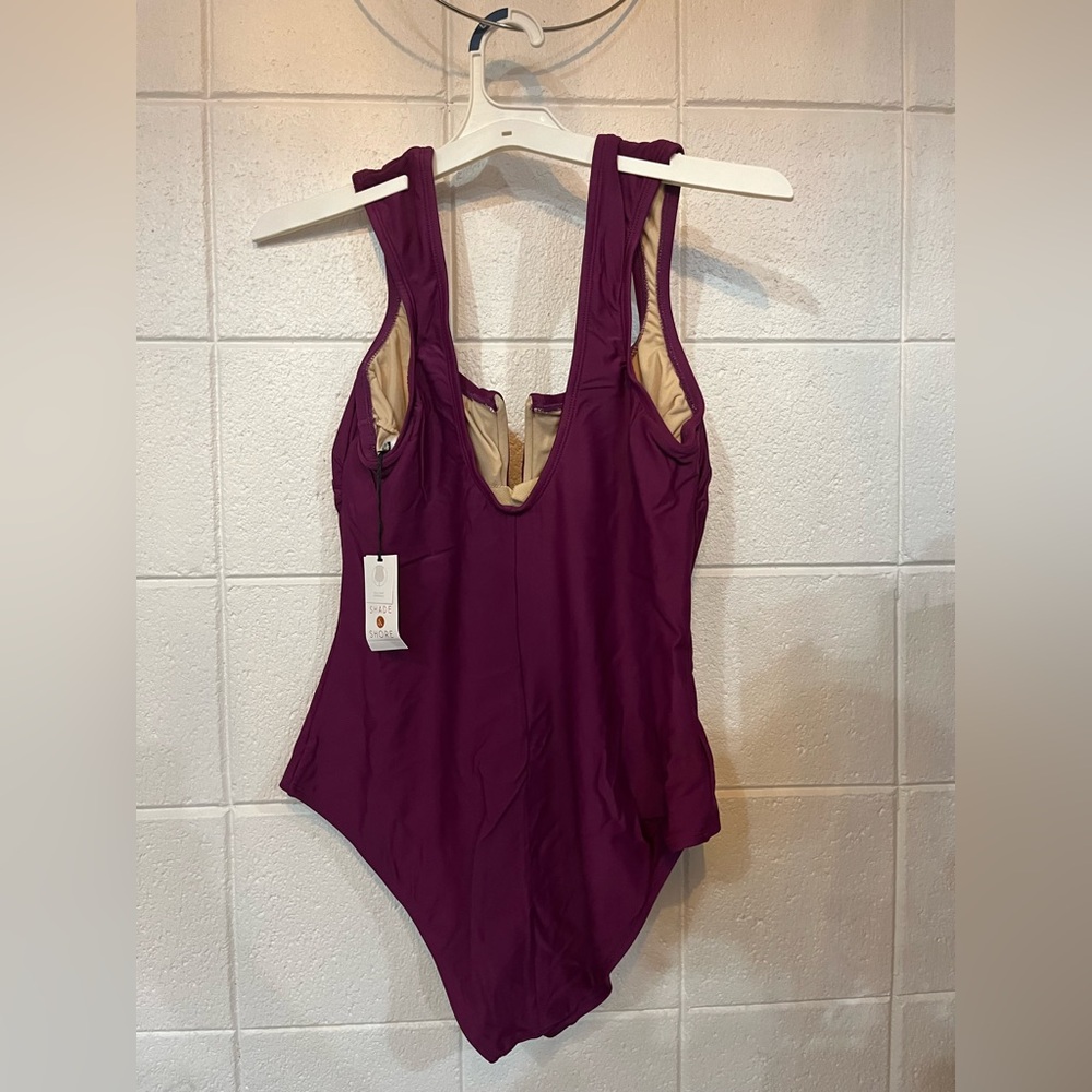 Shade & Shore deep purple One-Piece Swimsuit size L(10-12) - Picture 2 of 4